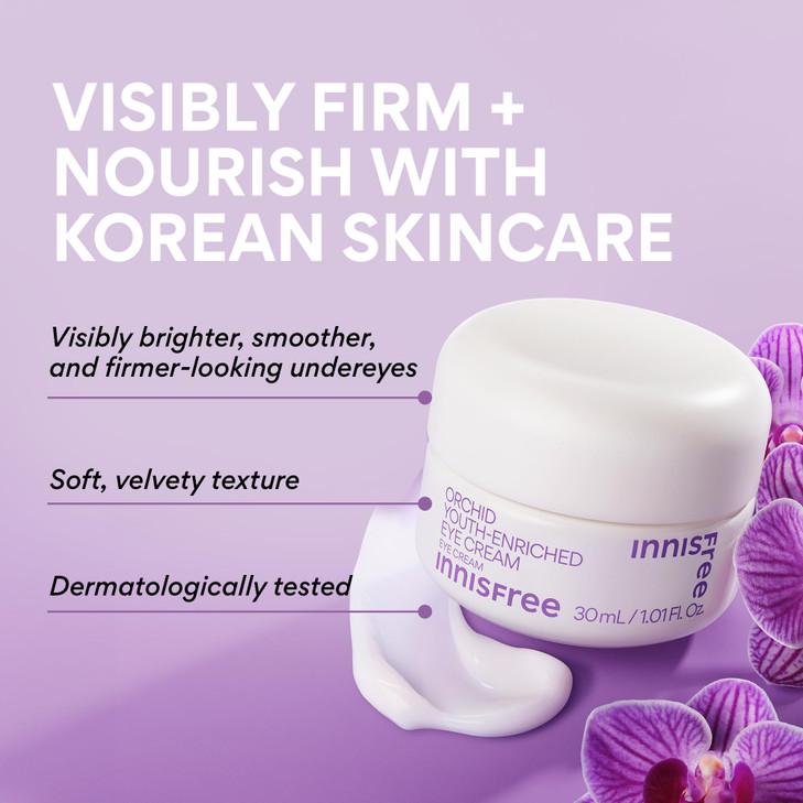 innisfree Orchid YouthEnriched Eye Cream Korean Firming Eye Treatment to Smooth Fine Lines