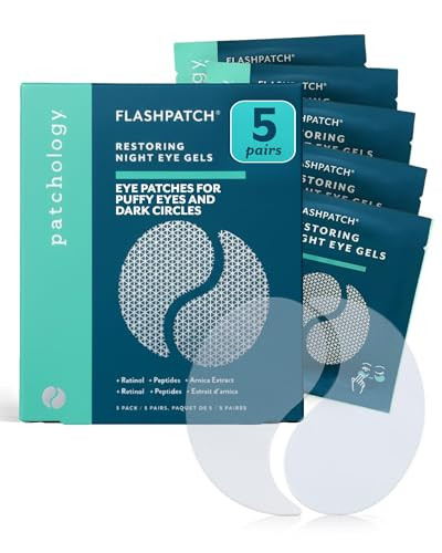 Patchology FlashPatch Restoring Night Eye Gel Patches with Retinol Squalane Peptides Hydrogel Under Eye Masks for Fine L