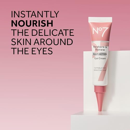 No7 Restore Renew Multi Action Eye Cream Skin Renewing Under Eye Cream for Puffiness Dark Circles Moisturizing Formula f