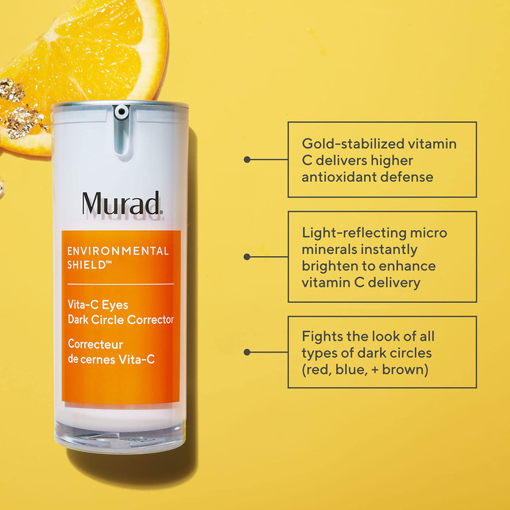 Murad VitaC Eyes Dark Circle Corrector GoldStabilized Vitamin C Algae and Cucumber Eye Serum for Brightening Reducing Pu