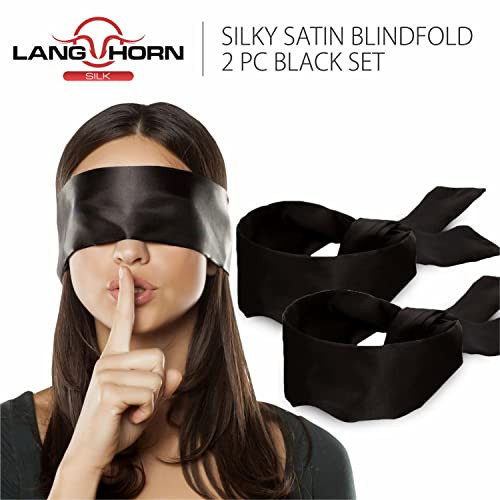 Lang Horn 2 pcs Silk Satin Blindfold Eye Mask Sleep Mask Soft Satin Eye Cover Silk Sleeping mask Valentine Gift 155cm 62