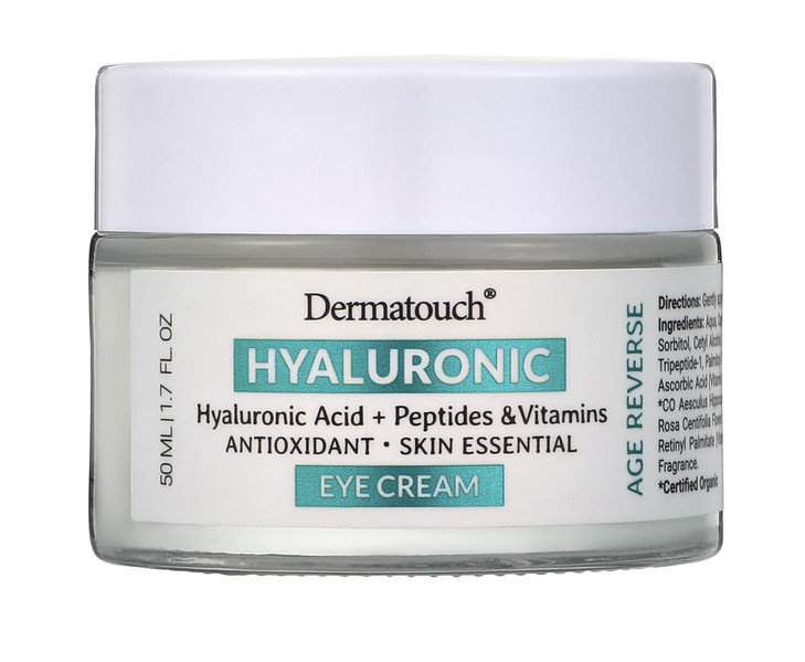 DERMATOUCH Hyaluronic Acid Eye Cream With Vitamin C A E Peptides and Apricot Daily Under Eye Moisturizer With Vitamins a