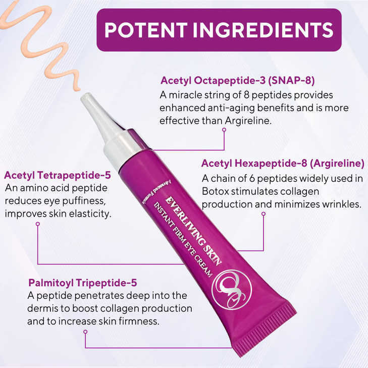 Everliving Skin Instant Firming Tightening Eye Cream 12 ml Temporarily Reduces UnderEye Bags Puffiness Wrinkles Fine Lin