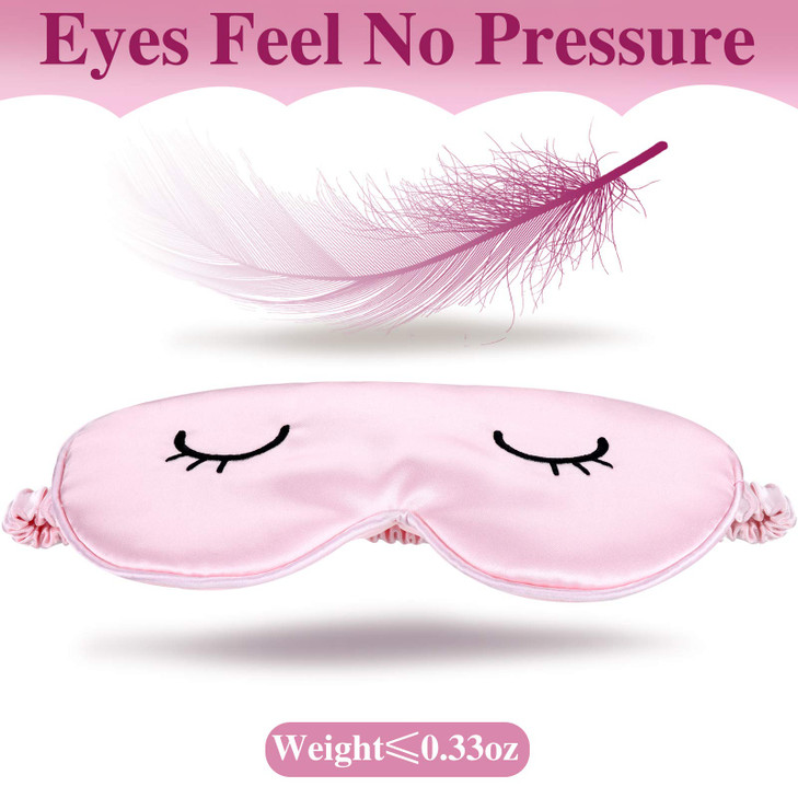 4 Pieces Sleep Eye Masks Silk Sleep Eye Cover Cute Lightweight Adjustable Eyeshade Masks Satin Night Eyeshade Covers for