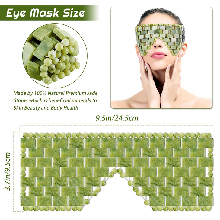 SATINIOR Jade Stone Eye Mask Hot or Cold Using Jade Mask Green Facial Sleeping Relief Eye Cover for Women Men Soothing C