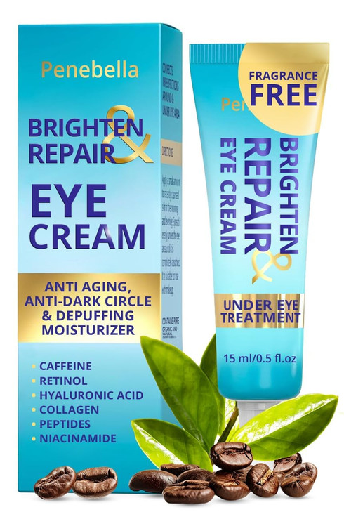 Under Eye Brightener for Dark Circles 4 in 1 with Niacinamide 5 Caffeine Retinol Peptides Eye Cream Anti Aging for Reduc