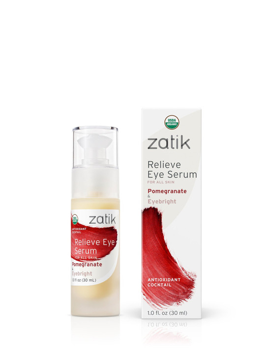 Zatik Naturals Relieve Eye Serum with Pomegranate and Eyebright Antioxidant USDA Certified Organic Rekindle and Elevate