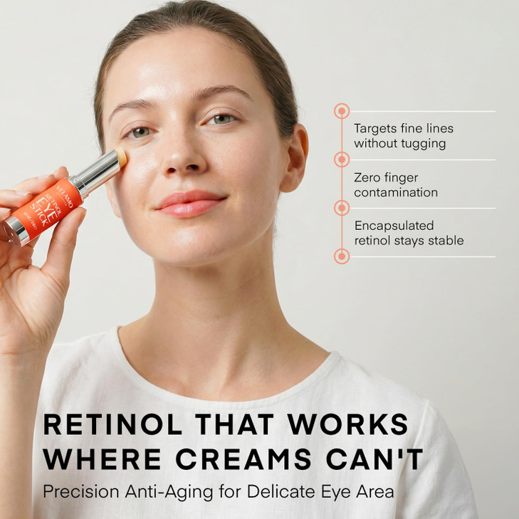 VELAMO ADVANCED Retinol Eye Stick Renewing Firming Under Eye Balm for Dark Circles Puffiness Fine Lines Wrinkles Travel