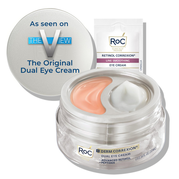 RoC Derm Correxion Dual Eye Cream with Advanced Retinol Peptides for Puffy Eyes and Dark Circles 68 oz with Retinol Unde