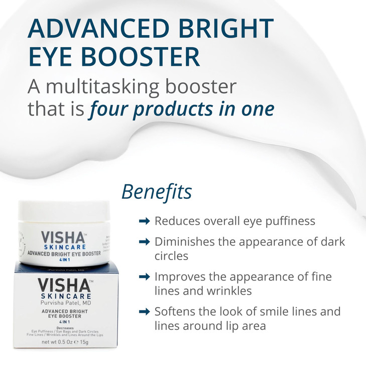 Visha Skincare Advanced Bright Eye Booster Under Eye Cream for Dark Circles and Puffiness Anti Wrinkle Eye Cream 05oz