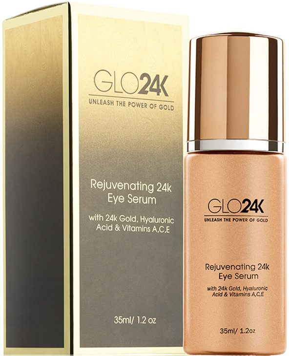GLO24K Eye Serum with 24k Gold Hyaluronic Acid and Vitamins ACE Potent Formula for the delicate skin around the eyes