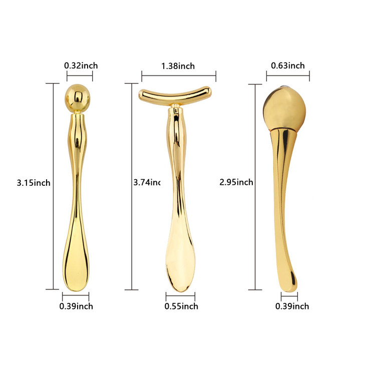 BetterJonny 3Pcs Metal Eye Cream Applicator Roller Wand Stick Cosmetics Spoon Eye Cream Massager Wand Girls Women Facial