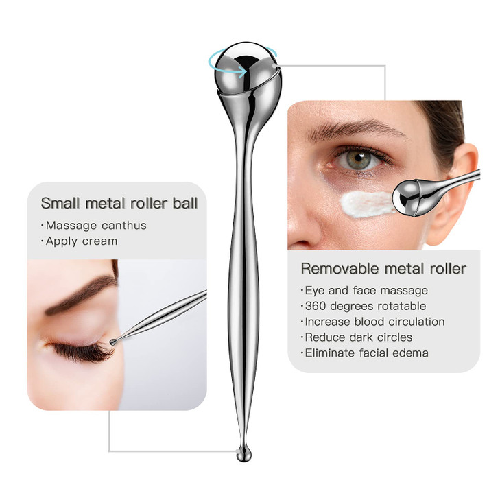 LISAPACK Metal Eye Cream Roller Wand Face Massage Facial Massager for Applicator Reduce Puffiness