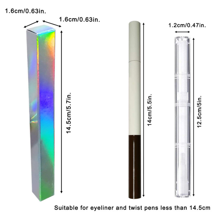 ANZKA 50 Pcs Twist Pen Packaging Boxes 57x063x063 Inch Cuticle Oil Pen Wrapping Box Silver Holographic Eyeliner Package