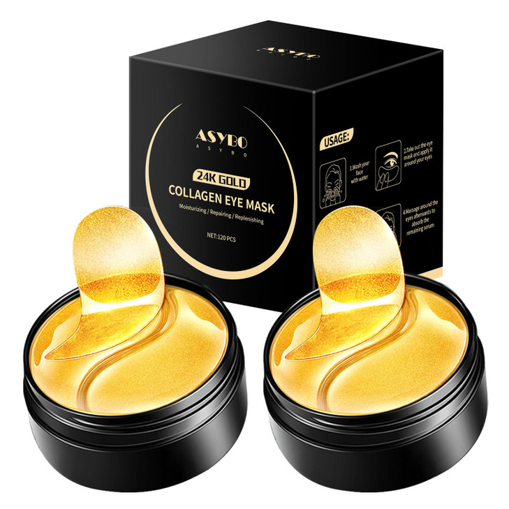 ASYBO Under Eye Patches 120 Pcs Golden Under Eye Mask Eye Treatment Mask for Under Eye Bags Dark Circles Puffy Eyes Fine