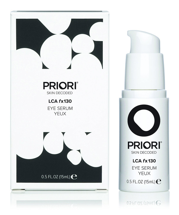 Priori Skincare Eye Serum with AHA Lactic Acid Caffeine Vitamin C E A Firming Depuffing Eye Gel for Dark Circles and Wri