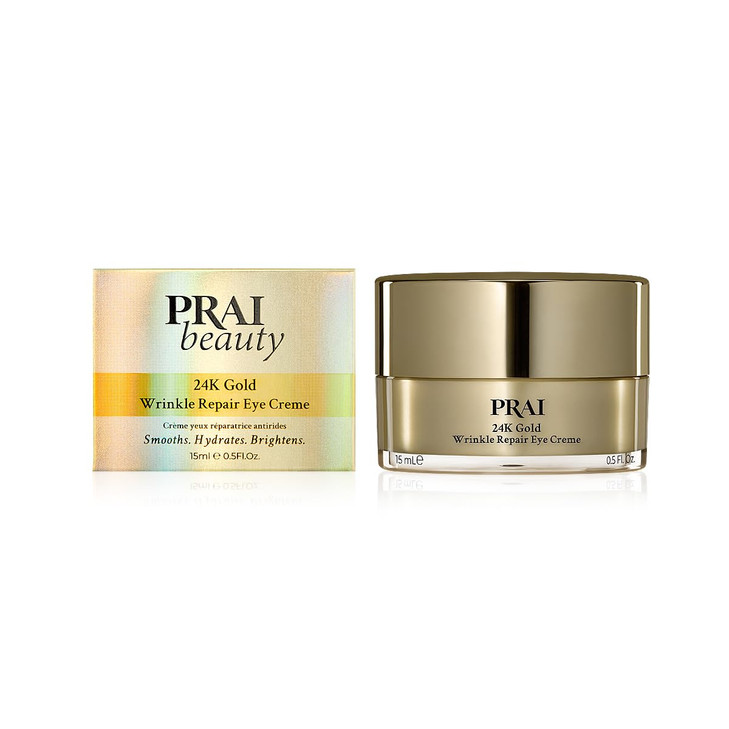 PRAI Beauty 24K Gold Wrinkle Repair Eye Creme AntiAging and AntiWrinkle Eye Cream Infused with Hyaluronic Acid and Real