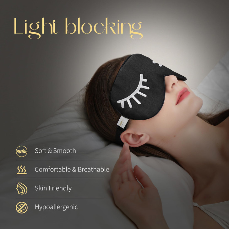 ZIMASILK 100 Natural Silk Sleep Mask BlindfoldAdjustable SuperSmooth Soft Eye Mask for Sleep with BagEyelashes