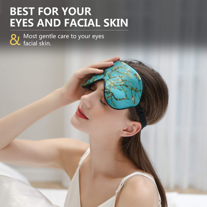ZIMASILK 100 Natural Silk Sleep Mask BlindfoldAdjustable SuperSmooth Soft Eye Mask for Sleep with BagPattern 5