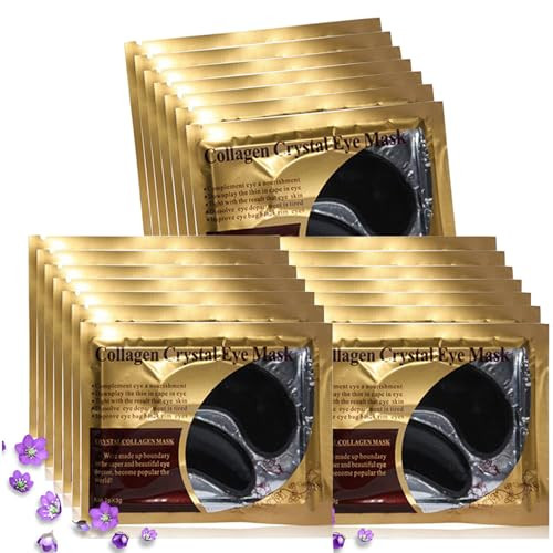 Felico Eye Mask 30 Pairs Collagen Under Eye Patches Black Crystal Eye Gel Pads for Reducing Dark Circles Lighten Wrinkle