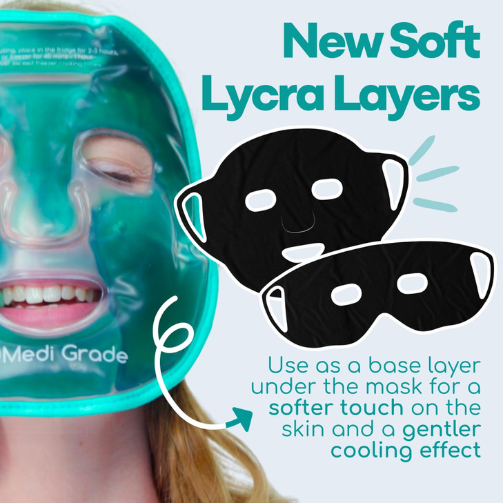 Medi Grade Cooling Ice Face Mask and Cooling Eye Mask for Puffy Eyes Migraine Relief Self Care Face Ice Pack with ChillG