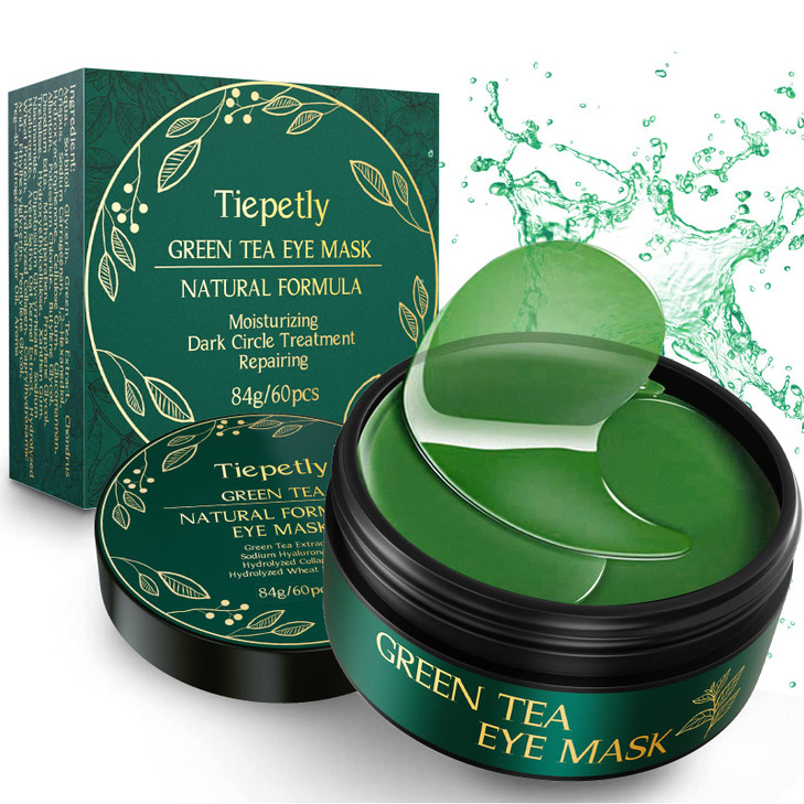 Tiepetly Under Eye Masks Collagen Eye Mask Green Tea Eye Patches for Puffy Eyes 60 pcs Under Eye Patches for Dark Circle