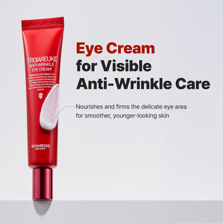 TROIAREUKE AntiWrinkle Eye Cream Intensive AntiAging Firming Cream For Face and Neck Rose Infused Moisturizer Packed Wit