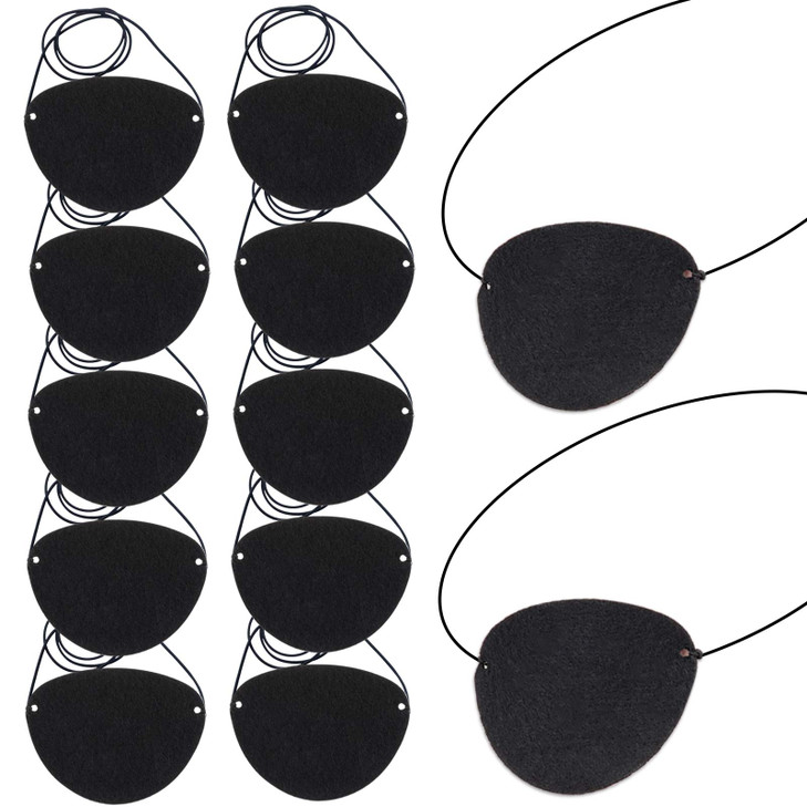 YGDZ Eye Patch 12pcs Soft Felt Eye Patches for Adults Kids Adjustable Single Eye Mask for Lazy Eye Black
