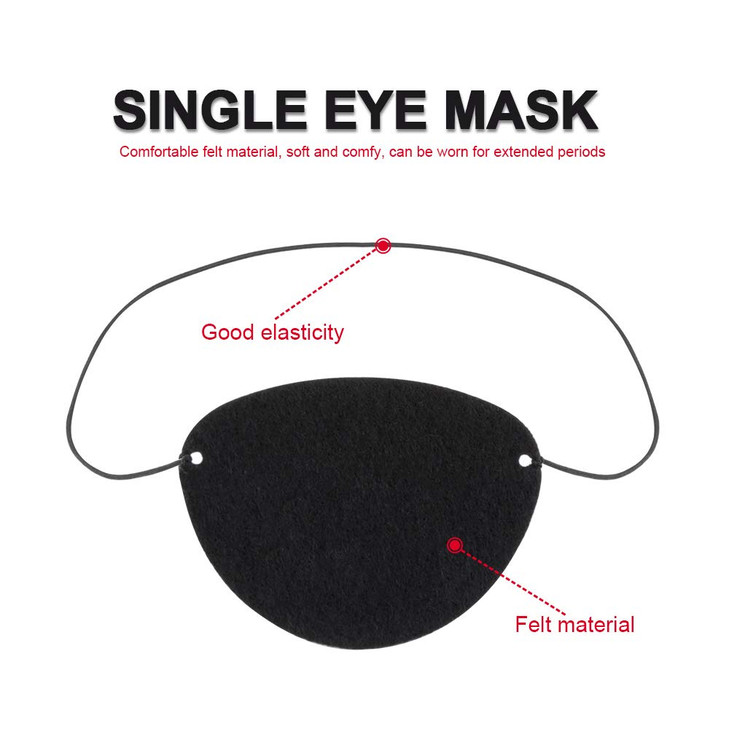 YGDZ Eye Patch 12pcs Soft Felt Eye Patches for Adults Kids Adjustable Single Eye Mask for Lazy Eye Black