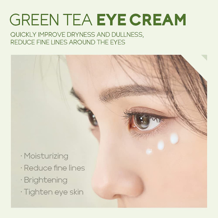AKARY Green Tea Eye Care Cream Eliminate Eye Bag Dark Circles Tea Leaf Extract Eye Cream for Nourishing Eye Areas Tighte
