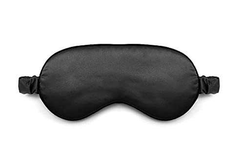 Women Imitated Silk Sleeping Mask Travel Eye Patch Black
