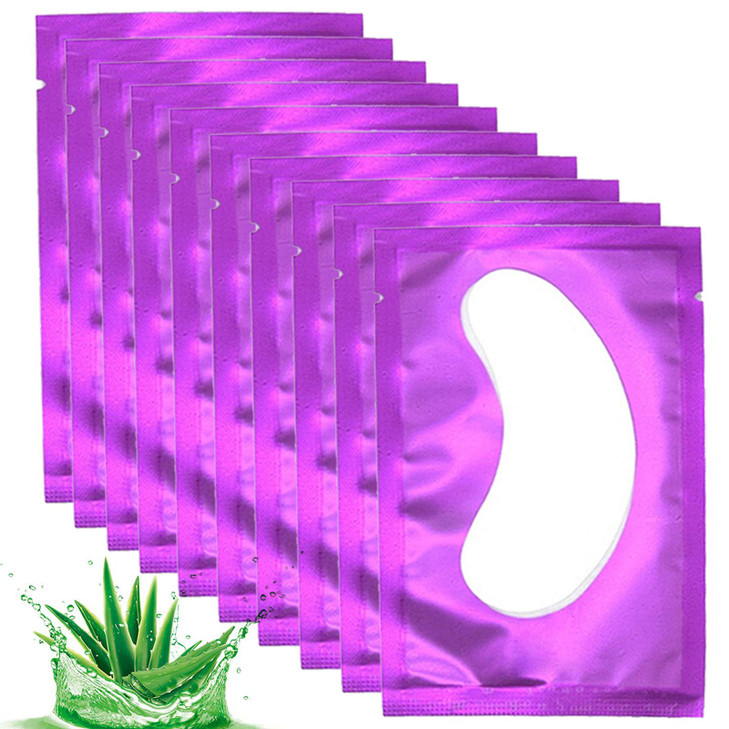 50 Pair Under Eye Pads Eyelash Extension Lint Free Gel Patches for Beauty Salon False Eyelash Extensions Grafting purple