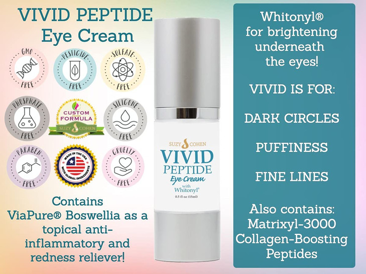VIVID Peptide Eye Cream with Whitonyl for Dark Circles Puffiness and Fine Lines Brightens and Boosts Collagen for Firmne