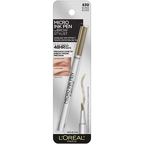 LOreal Paris Micro Ink Pen by Brow Stylist Longwear Brow Tint HairLike Effect Up to 48HR Wear Precision Comb Tip Blonde