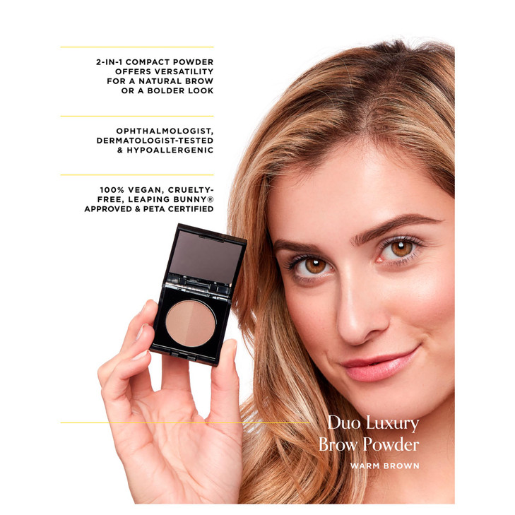 Arches and Halos Duo Luxury Brow Powder Eyebrow Shaper and Color Powder Compact with 2 Neutral Shades Warm Brown 01 oz