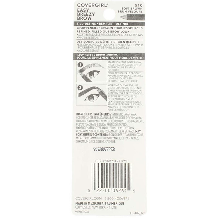 CoverGirl Brow Eye Makers Brow Shaper Eyeliner Soft Brown 510 06 oz Pack of 4