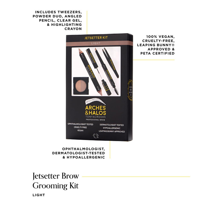 Arches Halos Jetsetter Kit Travel Size Kit for Flawless Brow Shaping and Grooming On the Go Includes Five Essential Eyeb