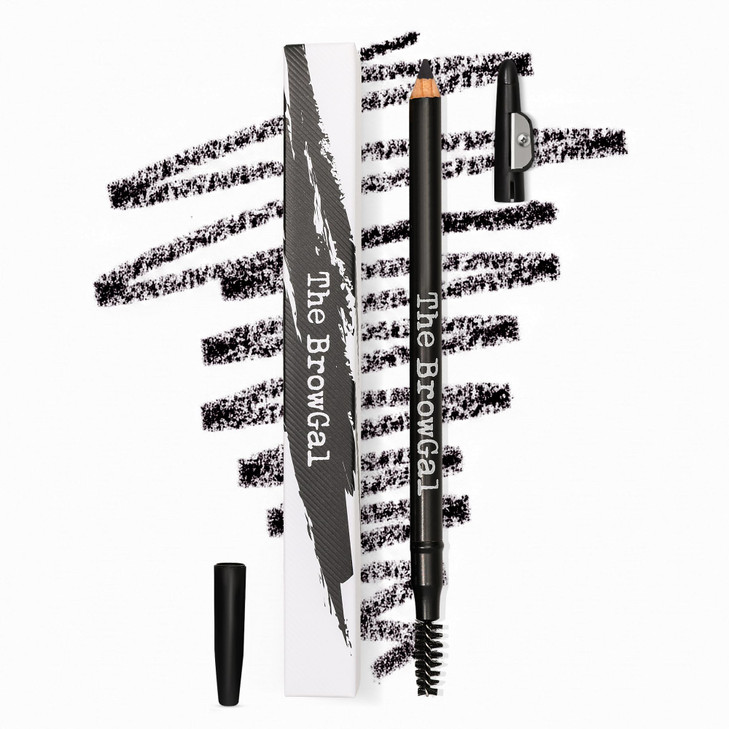 The BrowGal Eyebrow Pencil with Spoolie Built in Sharpener Shade 01 Black Waterproof Buildable Brow Pencil with Hair Lik