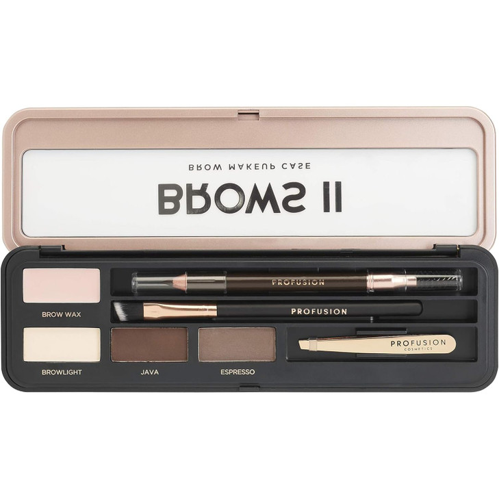 Profusion Cosmetics Eyebrow Pro Makeup Case Brows I Palette Medium Dark
