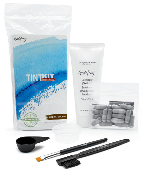 Godefroy Hair Color Tint Kit for 100 Gray Coverage Medium Brown 20 Applications LongLasting Root TouchUp for Men Women P