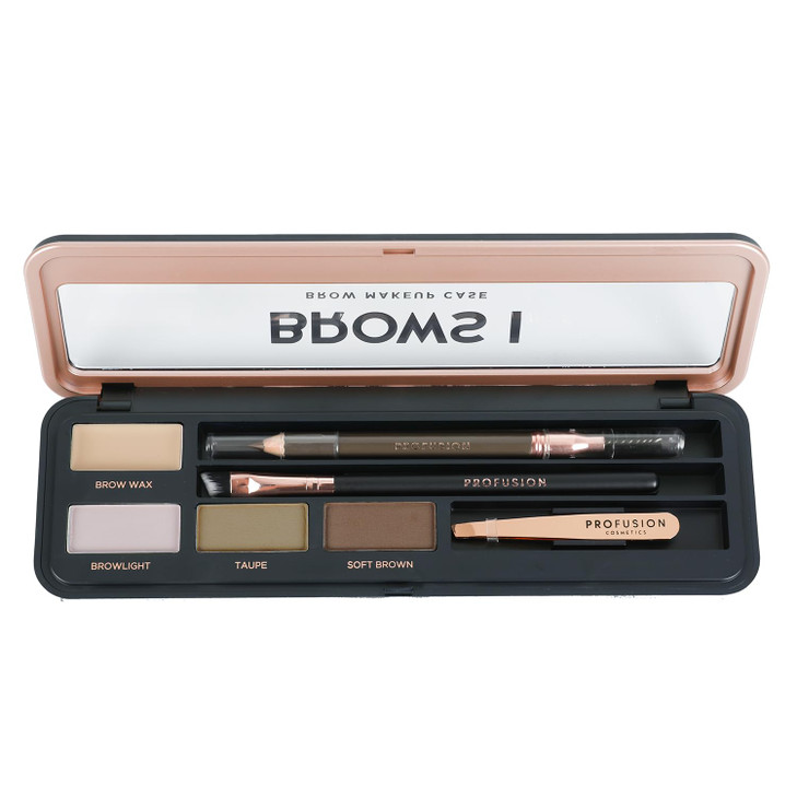 Profusion Cosmetics Eyebrow Pro Makeup Case Brows I Palette Light Medium