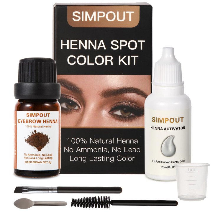 Simpout Pure Natural Henna Hair Color Water and Smudge Proof Professional Home and Salon Use Easy to Apply Dark Brown