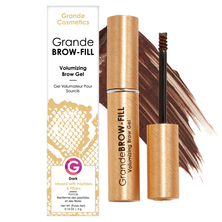 Grande Cosmetics GrandeBROWFILL Volumizing Brow Gel with Fibers Peptides for Natural FullerLooking Eyebrows Dark 014 fl