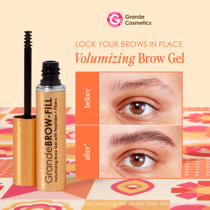 Grande Cosmetics GrandeBROWFILL Volumizing Brow Gel with Fibers Peptides for Natural FullerLooking Eyebrows Dark 014 fl