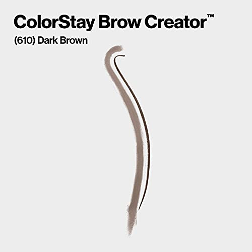Revlon ColorStay Brow Creator 2in1 Precise Eyebrow Pencil Powder with Spoolie Brush Waterproof Long Lasting 610 Dark Bro