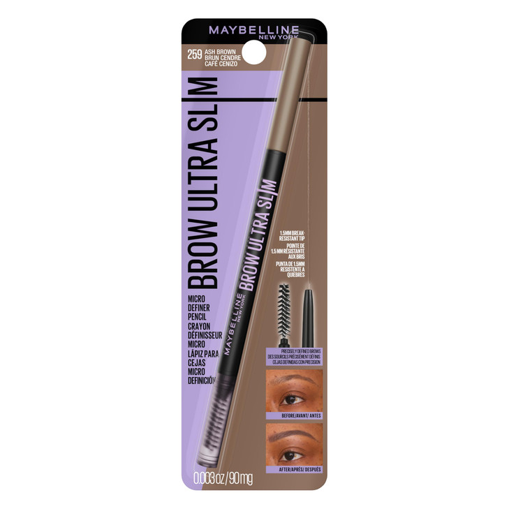 Maybelline Express Brow Ultra Slim Eyebrow Makeup Brow Pencil with Precision Tip and Spoolie for Defined Eyebrows Ash Br