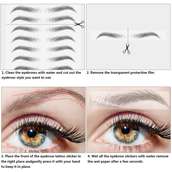 Maitys 12 Sheets 108 Pairs 4D Hair Like Waterproof Eyebrow Tattoos Stickers Temporary Transfer Brows Decal Peel off Fake