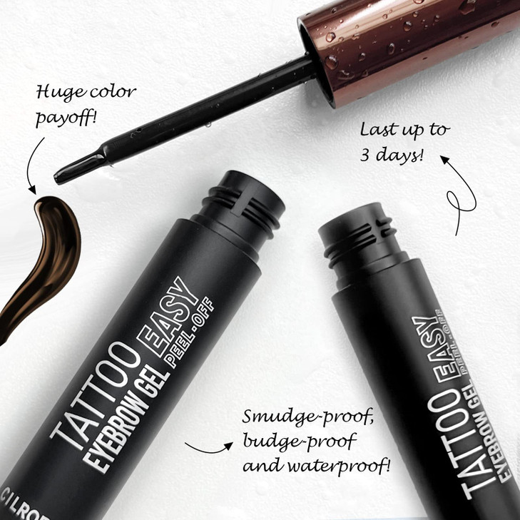 Cilrofelr Tattoo Peel Off Eyebrow Gel Easy Tattoo Brow Peel Off Gel Last Up to 3 Days Waterproof Transferproof For Fulle