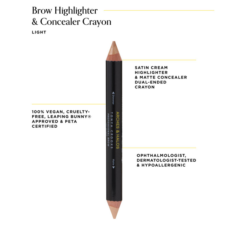 Arches Halos Brow Highlighting and Concealer Crayon Light Shaping and Shimmer Eyebrow Stick and Highlighter Duo Soft Ult