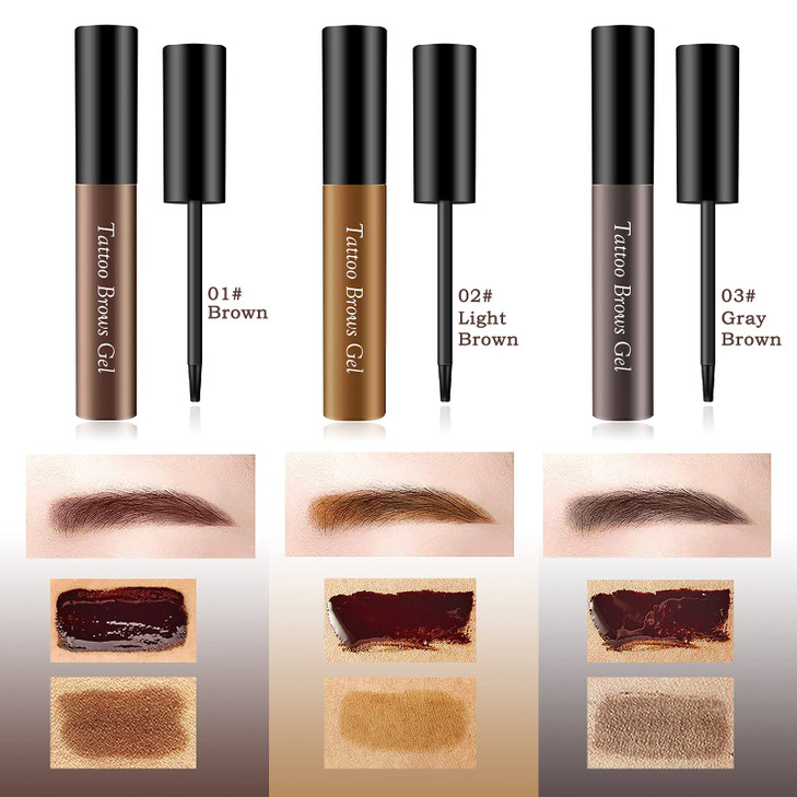 LOKFAR 2 Pcs Peel Off Tattoo Eyebrow Gel Natural Eye Brow Gel LongLasting Waterproof Eyebrow Tattoo Peel Off for All Typ